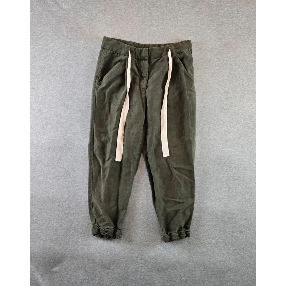 Wilfred Aritzia Trousers Womens‎ 2 Olive Allant Cropped Drawcord Linen Pants